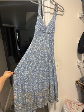 Dress Forum Blue Floral V‑Neck Maxi Dress